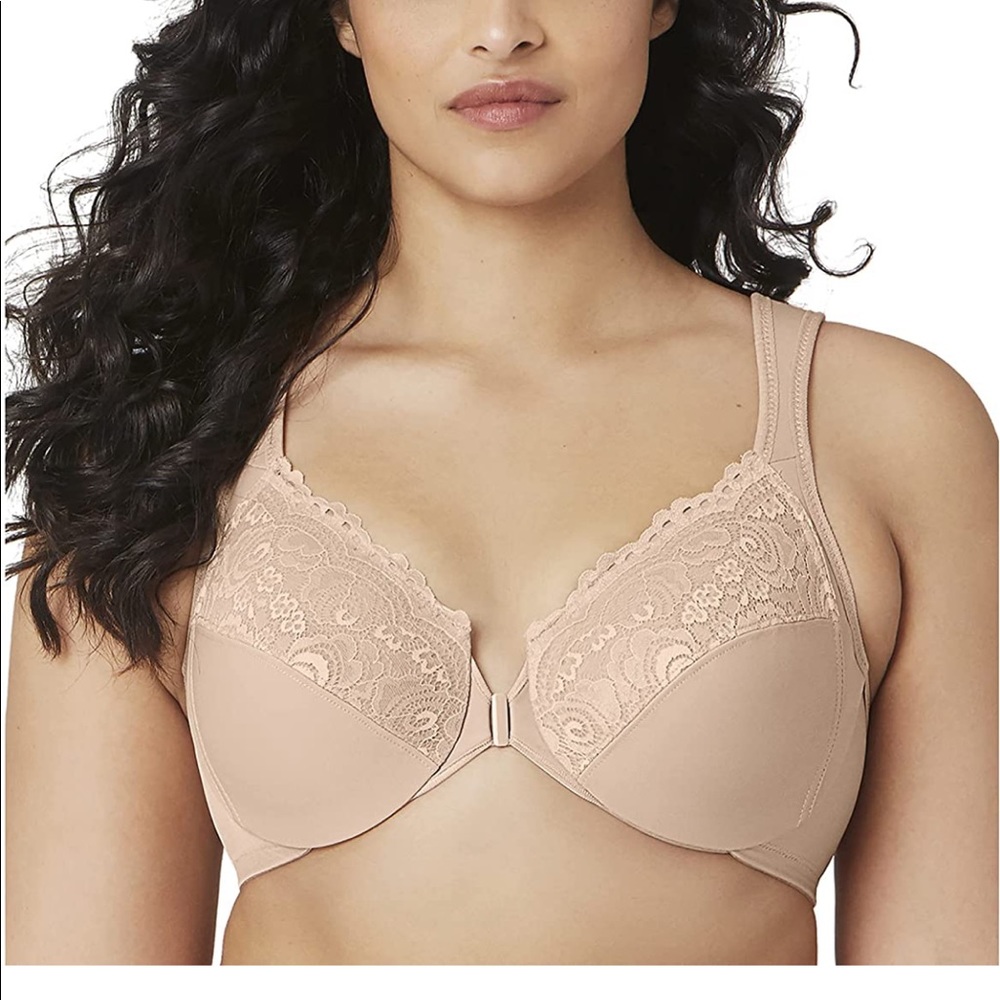Glamorise Women's Plus Size Wonderwire Front-Closure Bra Underwire #1245 44D